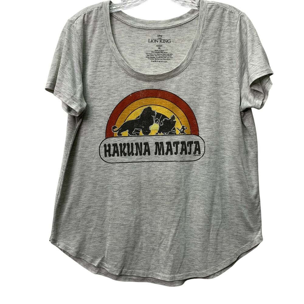 Disney Lion King Womens XL Hakuna Matata Rainbow Orange Scoop Neck Tee TShirt